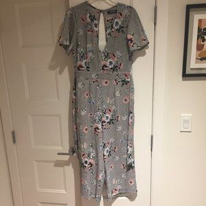 Striped & Floral Cropped Jumpsuit